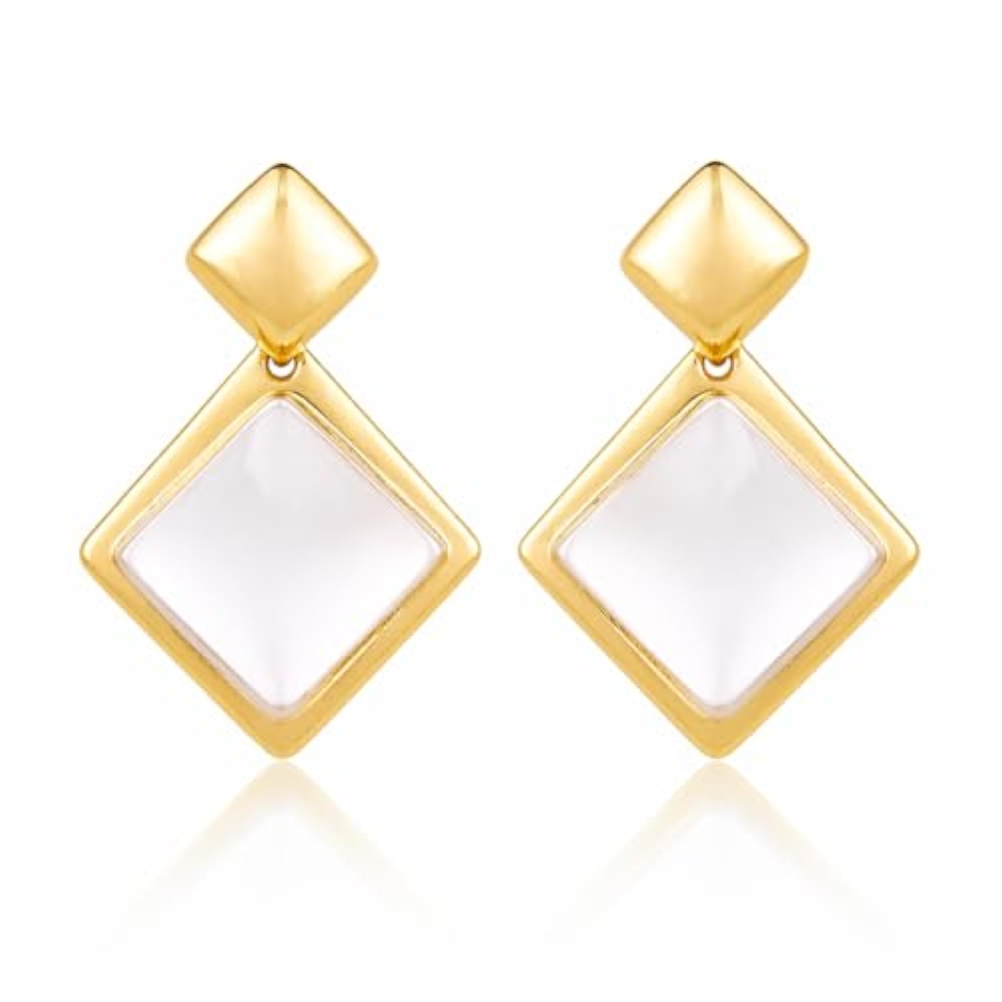 Women's Gold Plated Geometric Square Stud Earrings